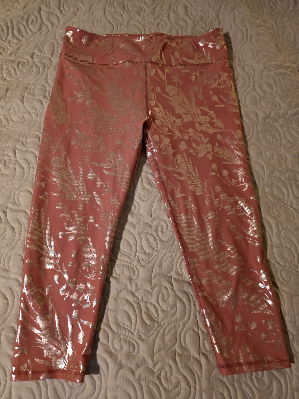 Fabletics Rose Metallic Foil Cropped Leggings